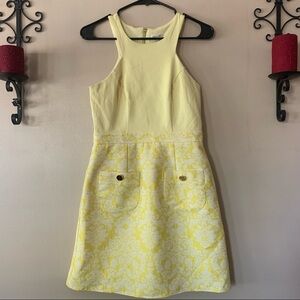 River Island Yellow Paisley Mod Sleeveless Halter Dress Size 4 (UK 8)